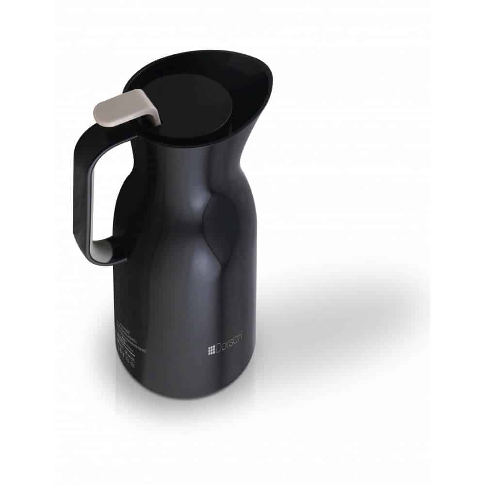 Top view of Dorsch vacuum jug black lid and pouring spout
