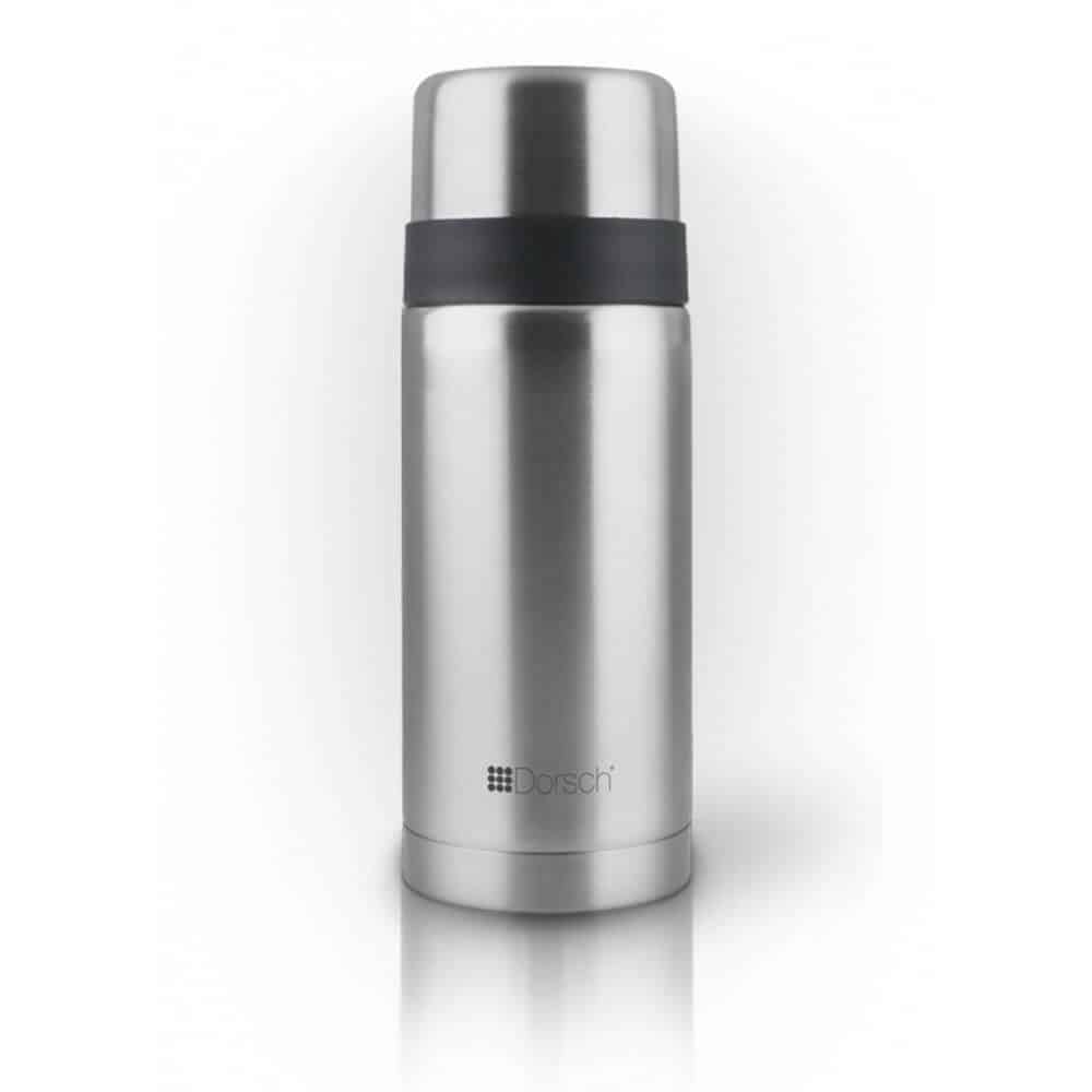 Dorsch stainless steel vacuum flask with black ring
