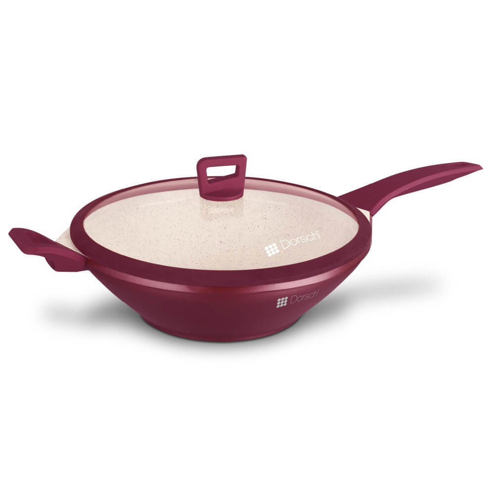 Dorsch Wok Pan 32cm with glass lid – premium non-stick ceramic coating