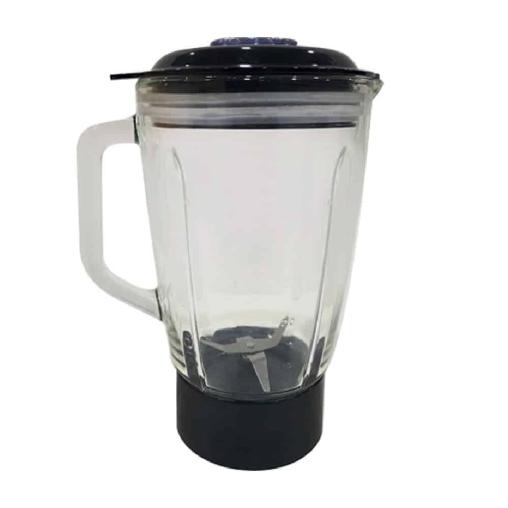 Replacement glass blender jug with black lid