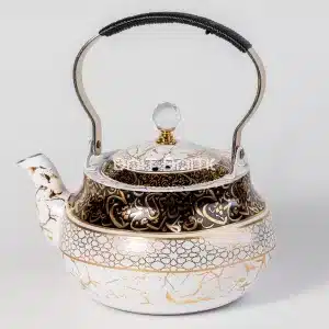 White and gold Arabic calligraphy tea pot 1.5L SK-3397