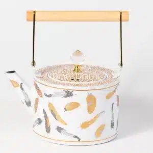 بريق شاي أبيض نقش ريش منظر أمامي سعة 1.5 لتر SK-3986