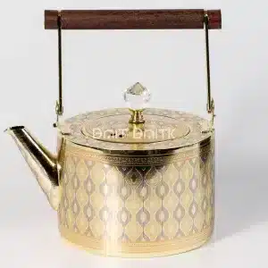 Gold geometric tea pot front view with wooden handle 1.5L SK-4005