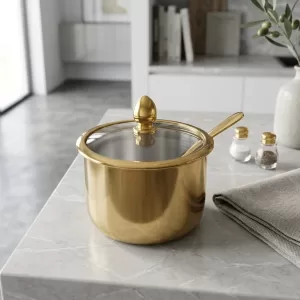 علبة ذهبية مع غطاء زجاجي