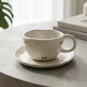 elegant ceramic cup and plate